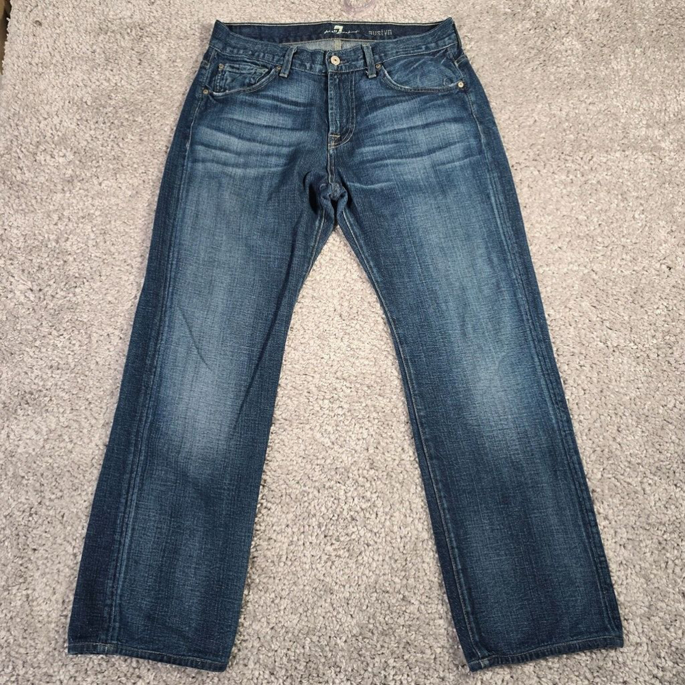 7 For All Mankind Austyn Jeans Mens 33 (Fits 32x28) Blue Straight Medium Wash